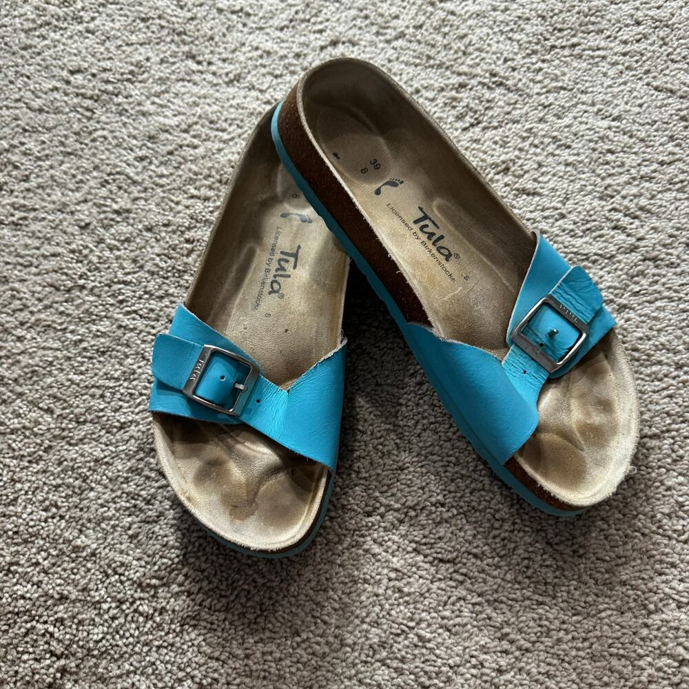 Tula by Birkenstocks Pretty Blue One Strap Slip On Sandals Women's Size 39 / 8
